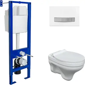 BERGES комплект инсталляция ATOM Line 410, клавиша хром/белая, унитаз ALBIT S, сиденье 042444