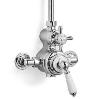 Термостат Devon&Devon MARM74CR наружного монтажа, для душевой стойки, белая ручка, цвет: хром