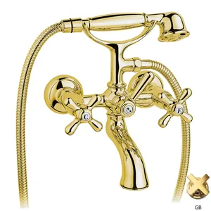 Смеситель Nicolazzi для ванны настенный, с ручным душем, золотая латунь 2501GB