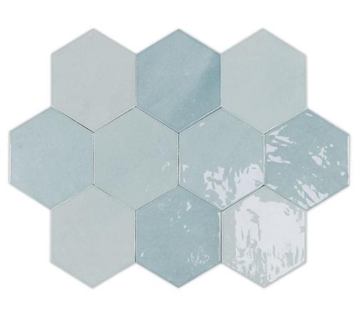фон Zellige Hexa Aqua 10.8x12.4