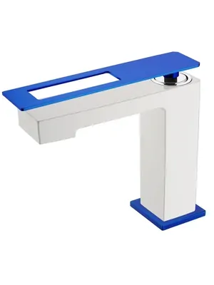 Смеситель Boheme 141-WUW для раковины, на 1 отверстие, однозахватный, белый+синий