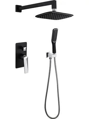 Душевая система Boheme 374-B встраиваемая, однозахватная, верхний/ручной душ, черный+хром