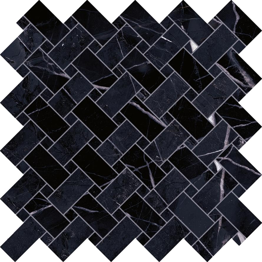 мозаика Tele Di Marmo Revolution Intrecci Calacatta Black Naturale 30x30