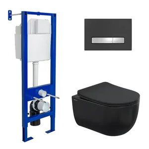 BERGES комплект инсталляция Line, клавиша черн./хром, унитаз Ventas Black, микролифт 043325