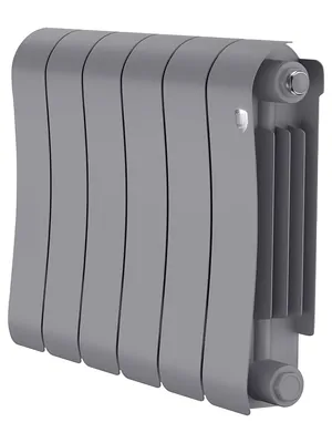 Радиатор биметаллический 6 секций ROYAL THERMO ВШГ:370х480х90, 690Вт Silver Satin, НС-1683696