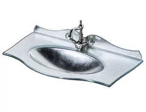 Раковина для тумбы Caprigo 80 (840х460х150) стеклянная с бортиком, серебро OW15-11012-(S)