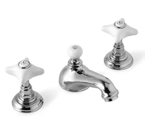 Смеситель для биде Devon&Devon UTWR712CR на 3 отверстия,донный клапан, хром/белый