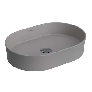 Раковина накладная BERGES 181612 овальная, 550х380х115 без отв. под смеситель, мат. серый