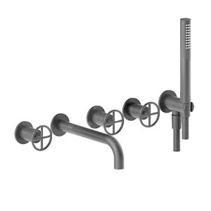 Смеситель для ванны Fantini 47P5P019B встраиваемый, внеш. часть с душевым комплектом