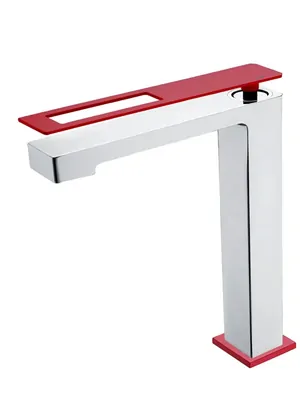 Смеситель Boheme 142-CRR для раковины, на 1 отверстие, однозахватный, хром+красный