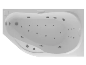 Ванна акриловая Акватек 170х100 правая, аэромассаж, пневмоуправление, панель, каркас, слив