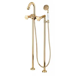 Смеситель CEZARES -VDP-03/24-O для ванны напольный, двухзахватный, золото