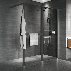 Душевое ограждение Novellini HWZ1 1770х2000 правое, прозрачное/черный KUADHWZPOS180D-1H