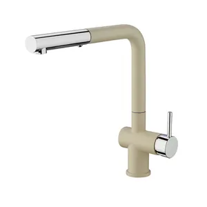 Смеситель для кухни Paini 277 мм, однозахватный, выдвиж. излив, бежевый HD55566CR1KM