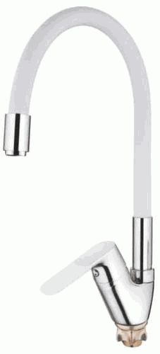 Смеситель Ledeme Н53 для кухни, с гибким изливом, однозахватный, белый L4153-3