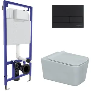 BERGES комплект инсталляции с клавишей смыва L5 черной, унитаз FLOE 4в1 043279
