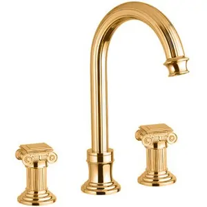 Смеситель CEZARES -BLS2-A-03/24-O для раковины, 3 отверстия, донный клапан, золото/ручки металл