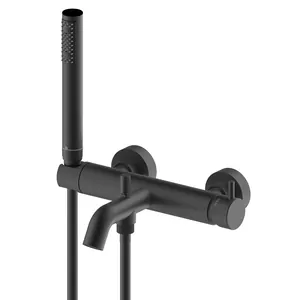 Смеситель для ванны/душа Bossini Tео настенный,с ручным душем,фиксир. излив, черный мат. Z00724.073