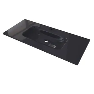 Раковина для тумбы Caprigo Милано 105 (1074х478) стеклянная без бортика, графит OW15-14314-R810