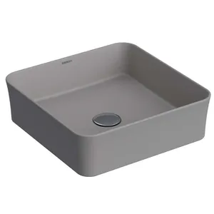 Раковина накладная BERGES 181060 квадратная 380х380х115 без отв. под смеситель, мат. серый