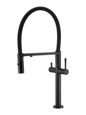 Смеситель Boheme 115-B для кухни, однозахватный, c краном для п/воды, гибкий излив, черный