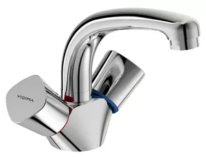Смеситель VIDIMA КВАДРО BA244AA для умывальника, литой поворотный излив, двухрычажный, хром