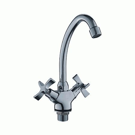 Смеситель Ledeme Н22 для кухни, поворотный излив, двухзахватный, хром L4922