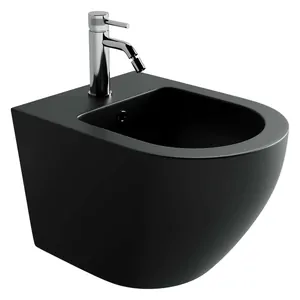 Биде подвесное Ceramicanova 490х360х325 отв. под смеситель, крепеж, без д/к,черный мат.CN11002MB