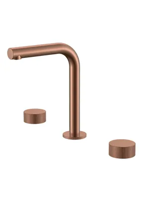 Смеситель Boheme 152-CB.3 для раковины, на 3 отверстия, двухзахватный, ручки linea, медь браш
