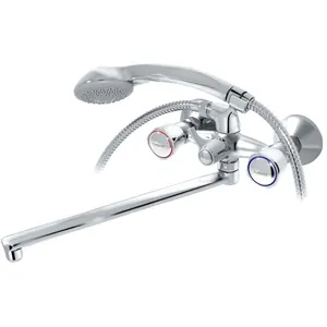 Смеситель для ванны VARION Armaturen 1019171 резиновые кран-буксы, керамический перекл., плоский излив 400мм