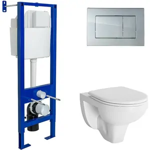 BERGES комплект инсталляция АТОМ410, клавиша смыва хром глянец, унитаз GAMMA с сиденьем 042429