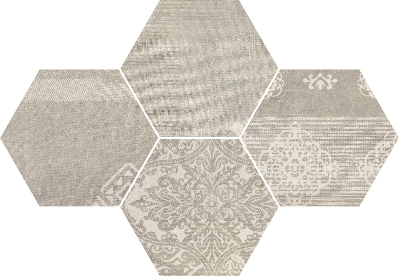 декор Gesso Esagona Patchwork Pearl Grey 25.5x29.4