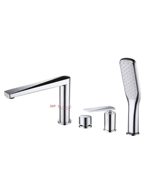 Смеситель Boheme 370 на борт ванны, с душевым гарнитуром, однозахватный, хром