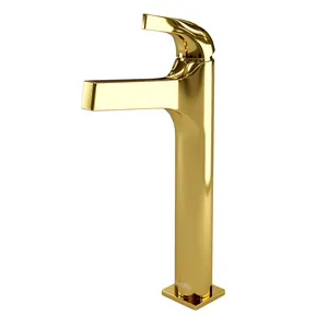 Смеситель для умывальника WasserKRAFT 7103H однозахватный, высокий излив, глянцевое золото