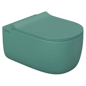 Унитаз подвесной Berges XL 540х360х330 безободковый, сиденье с микролифтом, темно-зеленый 082141