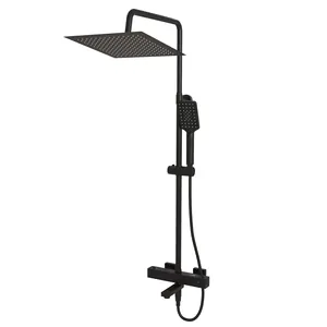 Душевая система WasserKRAFT термостатический смеситель, верхний/ручной душ, черный