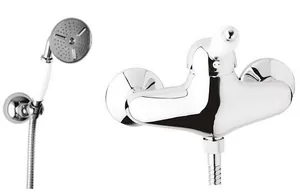 Смеситель CEZARES D-01-Bi для душа, настенный, однорычажный, лейка, хром/ручка белая