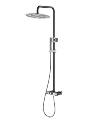 Душевая система Boheme 128-BCR.2 настенная, с изливом, верхний/ручной душ, черный+хром
