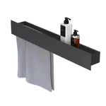 Полка FLOW Double 700х92х90 настенная, полотенцержатель слева, черный Fl-sky-d70л-ч