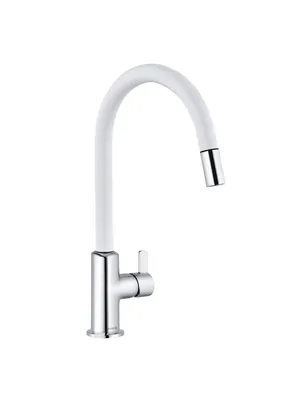 Смеситель KLUDI XS для кухни, выдвижной поворотный излив, хром/белый мат. 468519378