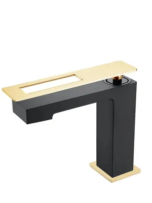 Смеситель Boheme 141-BG для раковины, на 1 отверстие, однозахватный, черный+золото