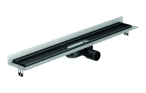 Душевой лоток с вертик.фланцем ACO С L=1185мм h=69мм, с сифоном, решетка массив черная