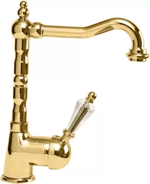 Смеситель CEZARES -LSM2-03/24-Sw для умывальника, донный клапан, золото 24кар/ручка Swarovski