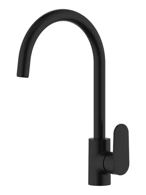 Смеситель для кухни Aquatek AQ1882MB однозахватный, поворотный излив 230мм, черный матовый