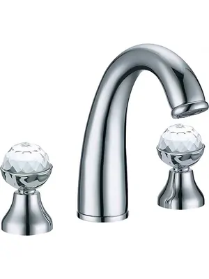 Смеситель Boheme 357 для раковины, на 3 отв, двухзахватный, фиксир излив, хром