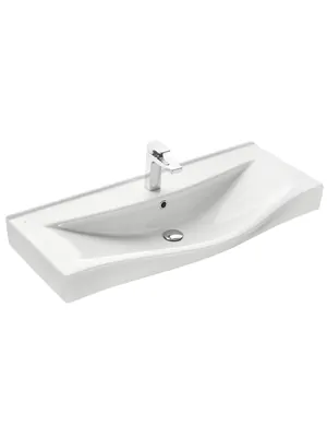 Раковина Aquaton 100 1WH302502 1000x480x180, перелив, отверстие под смеситель, белый фарфор