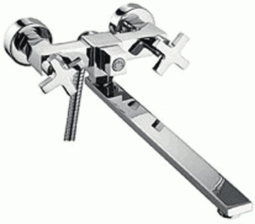 Смеситель Ledeme Н84 настенный, для ванны и душа, двухзахватный, с душевой лейкой, хром L2584