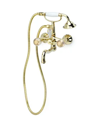 Смеситель Boheme 293-FL для ванны/душа, настенный, двухзахв, лейка 1 режим, золото