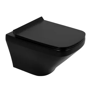 Унитаз подвесной BelBagno 360x540x365 безободковый, горизонтальный выпуск, черный BB3201CHR-MB