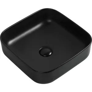 Раковина накладная Акванет -1-MB 385х385х140 без перелива и отв. под смеситель, черн. мат 245837